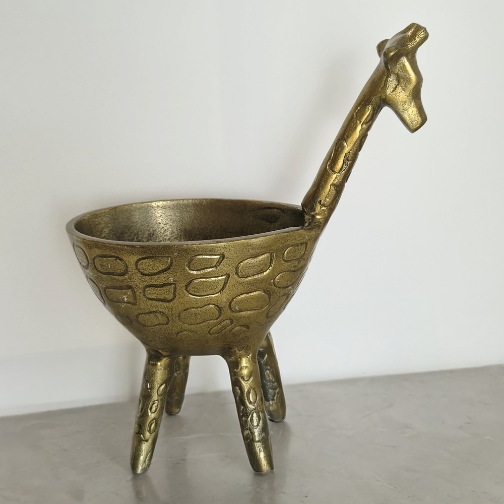 Anthropologie Metallic Gold Giraffe-Handled Accent Vase